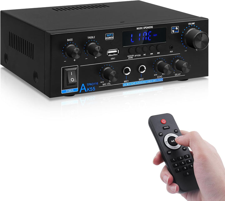 HiFi-Verstärker AK55 Bluetooth Stereo-Audioverstärker Receiver 2 Kanäle 70WX2 Max. 600W Digitale End