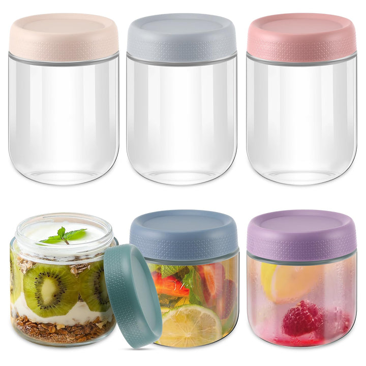 6er-Pack Overnight-Oatmeal-Gläser, mason jar, Joghurtgläser mit Deckel, schraubgläser mit deckel, Gl