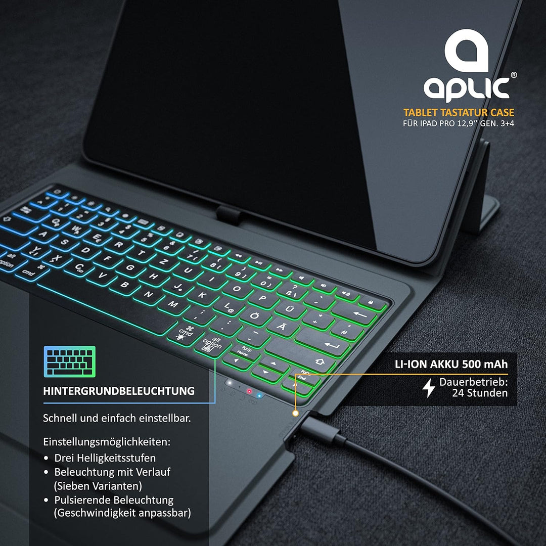 CSL - iPad Pro Tastatur Bluetooth mit Hülle - 12,9 Zoll - kompatibel mit iPad 4te, 5te, 6te Generati