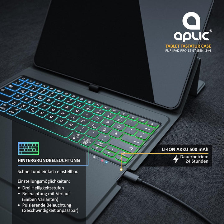 CSL - iPad Pro Tastatur Bluetooth mit Hülle - 12,9 Zoll - kompatibel mit iPad 4te, 5te, 6te Generati