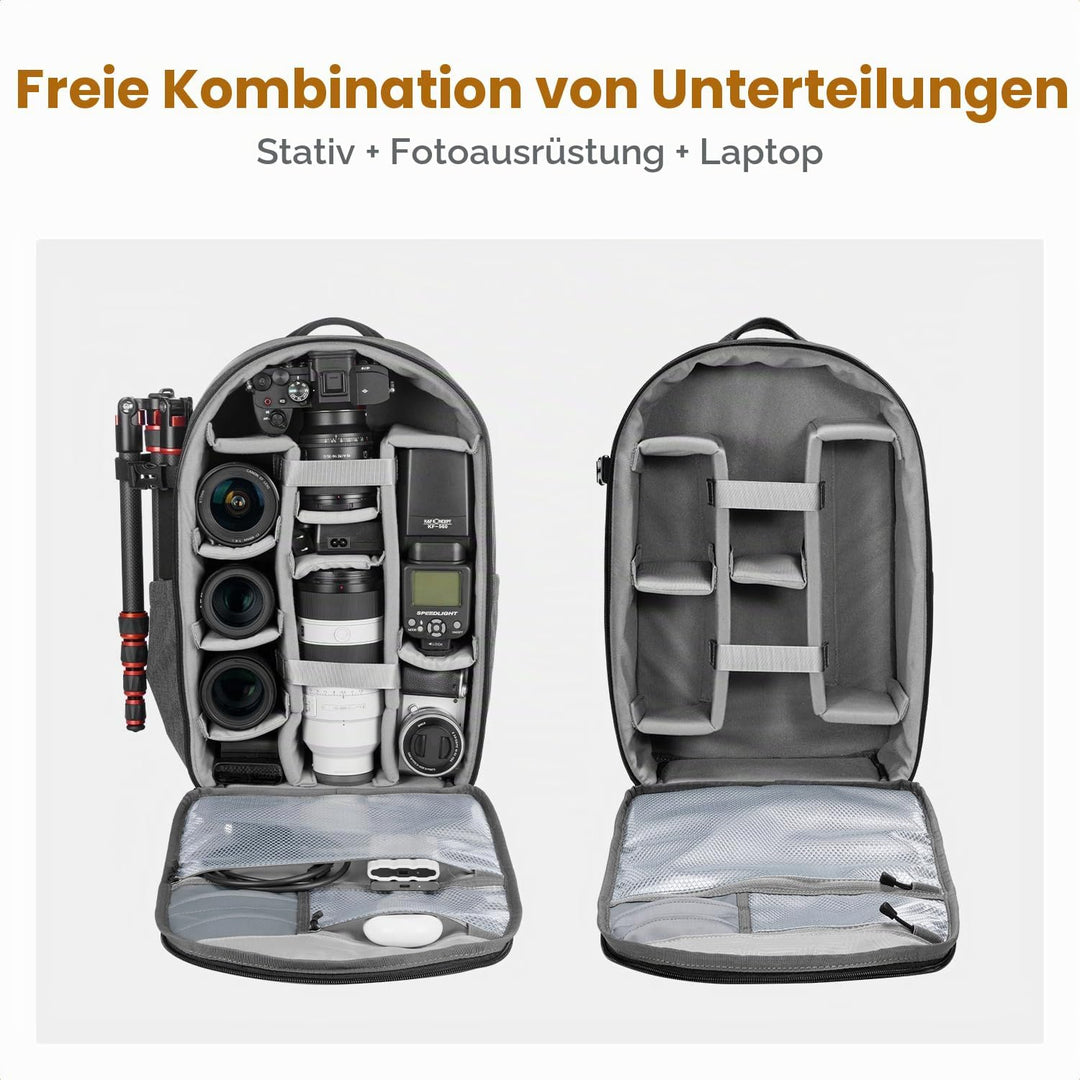 K&amp;F CONCEPT 18L Kamerarucksack, Fotorucksack mit 15.6 Zoll Laptopfach, Grosse Kapazität Camera Backp