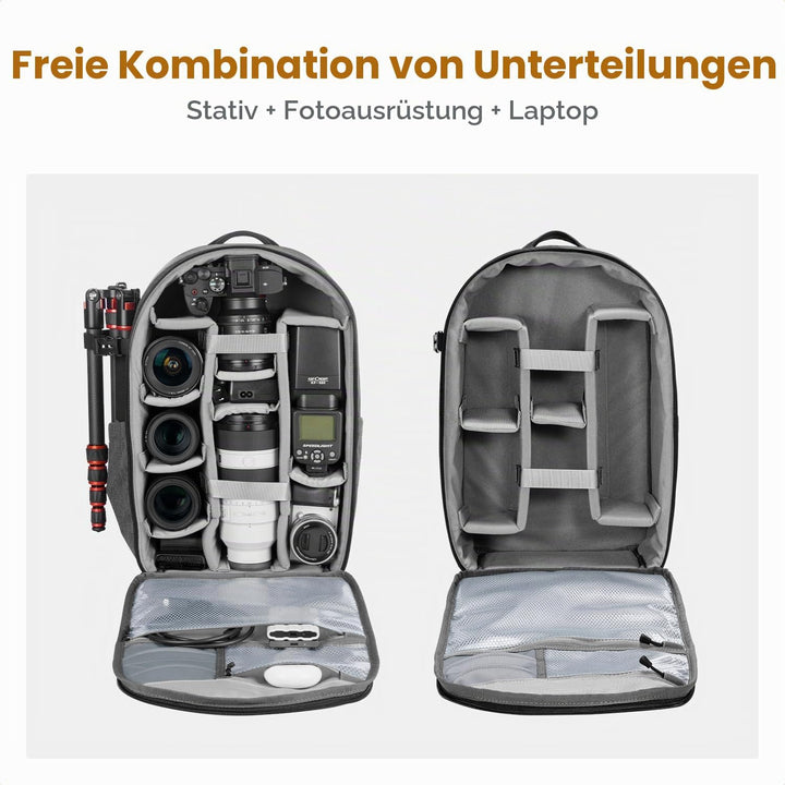 K&amp;F CONCEPT 18L Kamerarucksack, Fotorucksack mit 15.6 Zoll Laptopfach, Grosse Kapazität Camera Backp