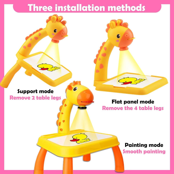 BARVERE Projektor Zeichentisch Kinder, Rosa Maltafel Kinder ab 2 jahre, Tischplatte Smart Projektor