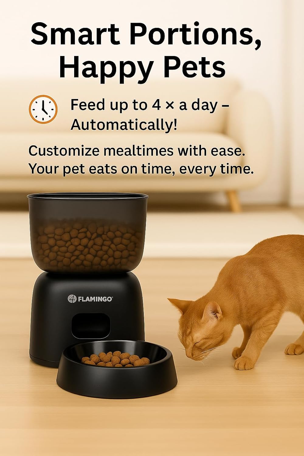 Flamingo Futterautomat Katze - Futterautomat Hund - Futterautomat Katze Nassfutter - 3L Trockenfutte