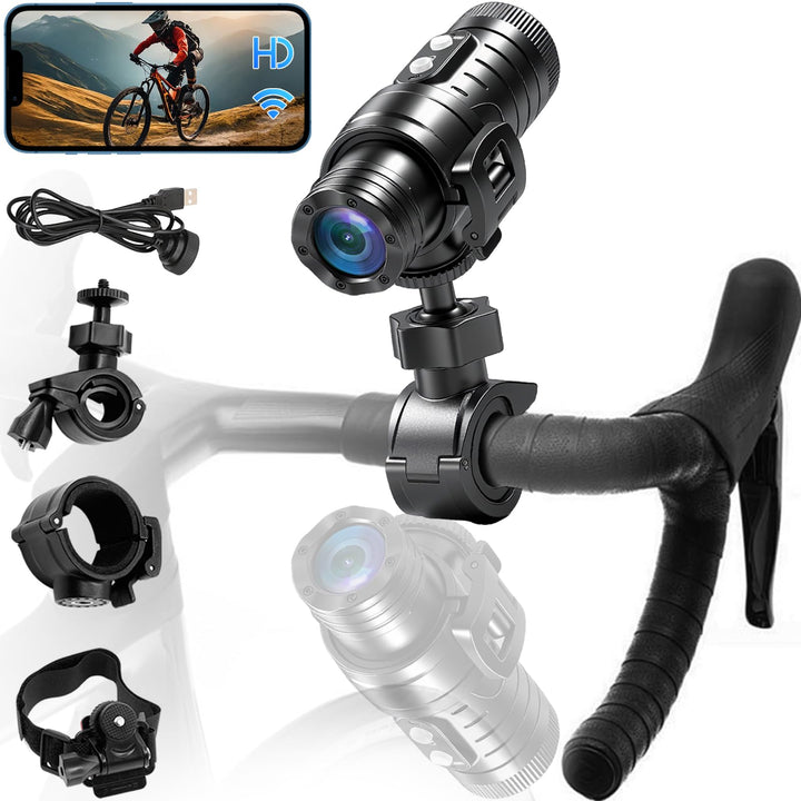 Helmkamera, WiFi-gyrostabilisiert Action Cam Motorrad, 7-Stunden-Aufnahmezeit 1080P HD &amp; 120° Ultra-