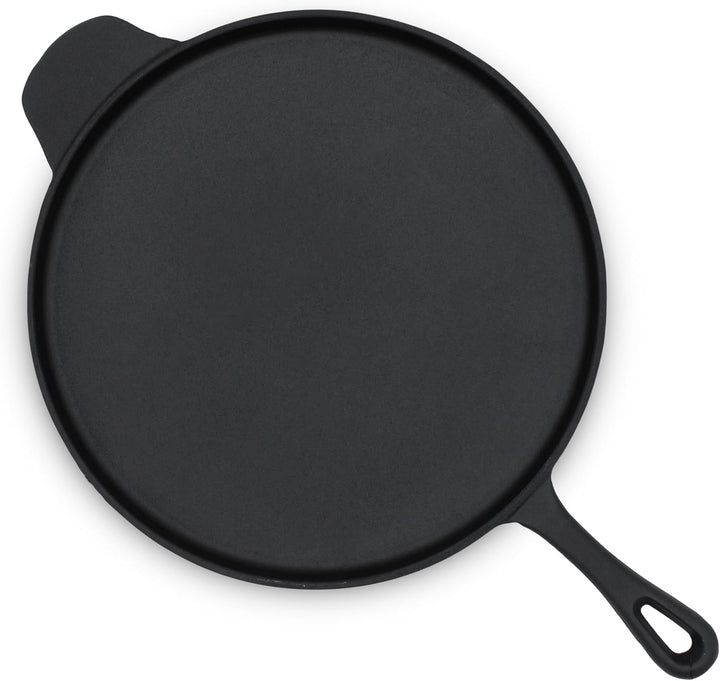 Spetebo Gusseisen Pizza und Crepes Pfanne - 30 cm - Gusspfanne Servierpfanne Gusseisenpfanne für Her