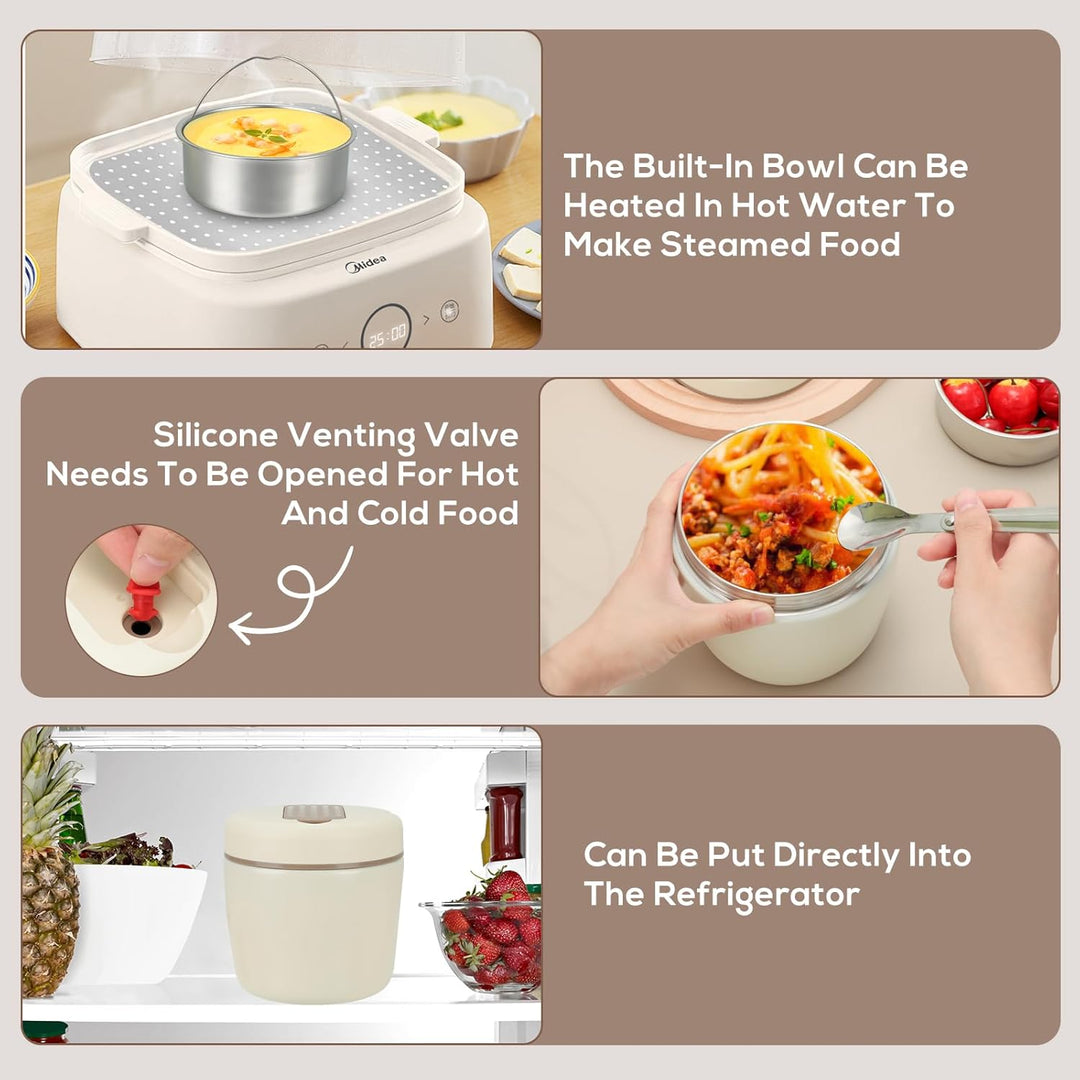 Cozary Thermobehälter für Essen 1200ml, Edelstahl 304 mit Löffel, Absolut Dicht, Hält 7 Stunden Heis