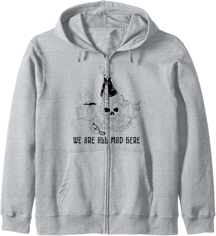 We are all mad here Halloween-Katze, niedliches Gothic-Kunst-Design Kapuzenjacke