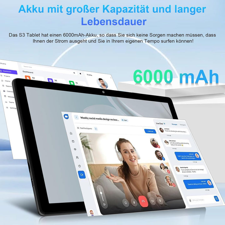 2026 Tablet 10 Zoll Android Widevine L1 20GB RAM+128GB ROM(TF 1TB), Octa-Core,WLAN 6,GMS, 6000mAh, B