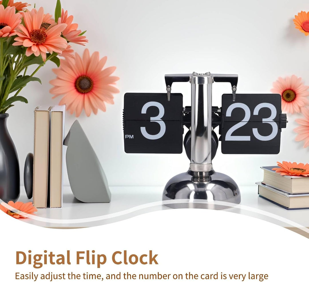 HERCHR Retro-Flip-Down-Uhr, Automatisches Umblättern Grosser Zahlen, Mechanische Schreibtischuhr, In