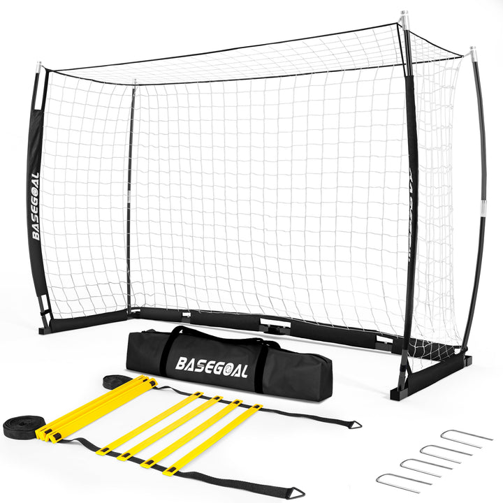 Fussballtor Outdoor [180cm/240cm/365cm], Faltbares Fussballtor Garten & Training mit Koordinationsle