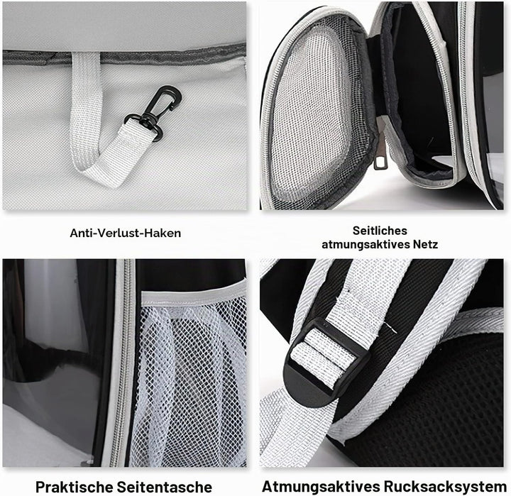 Galatée Katzenrucksack, Hund, Erweiterbarer Haustierrucksack, Belüfteter Raumkapsel-Katzenrucksack,