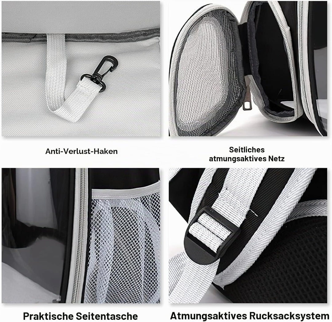 Galatée Katzenrucksack, Hund, Erweiterbarer Haustierrucksack, Belüfteter Raumkapsel-Katzenrucksack,