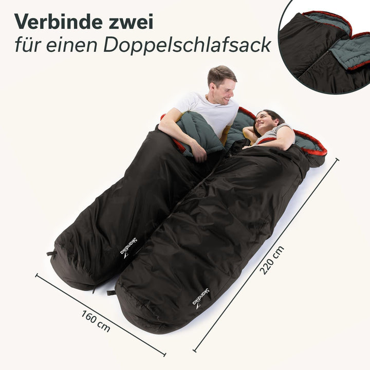 skandika Erwachsene Schlafsack Alaska (RV Links), Schwarz, M, RV Links