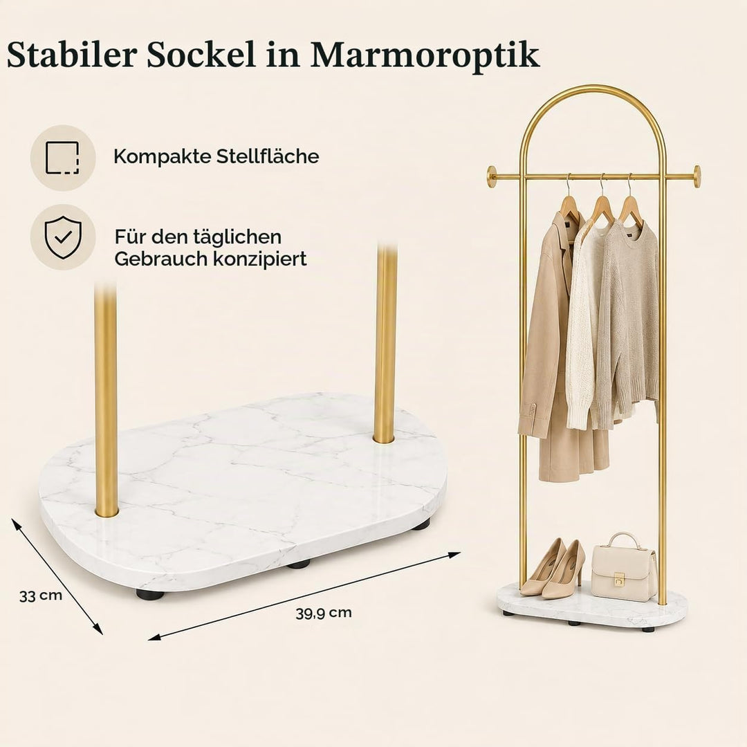Small Clothes Rail Kleiderständer mit Marmorsockel, Heavy Duty Coat Rail Freistehend für Schlafzimme