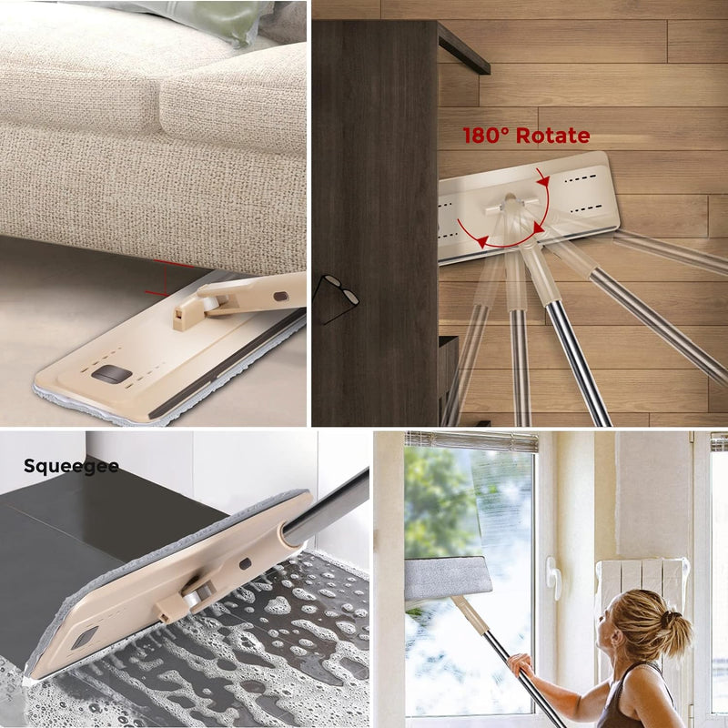 Masthome Wischmopp Set mit Eimer,2 In 1 Putzeimer mit Wischer Wischmopp mit Auswringfunktion, 6 Wisc