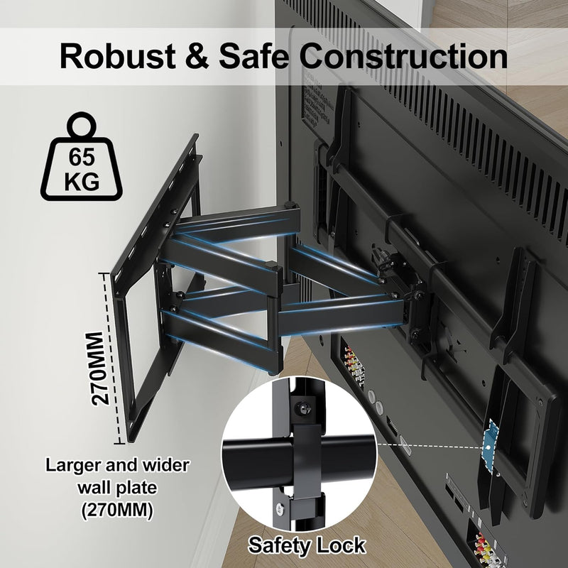 BONTEC TV Wandhalterung, Schwenkbare Neigbare TV Halterung für 37-86 Zoll Flach- und Curved-TVs bis