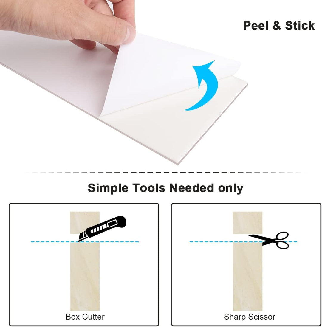 BeNice Selbstklebende Wandfliesen aus Marmor, U-Bahn-Fliesen, selbstklebende Wandfliesen, Spritzschu