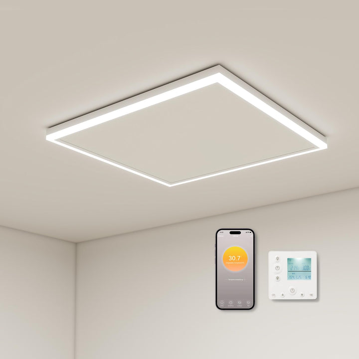 Infrarotheizung mit Thermostat 400 Watt, Deckenheizung Infrarot mit LED Beleuchtung, Infrarotheizung