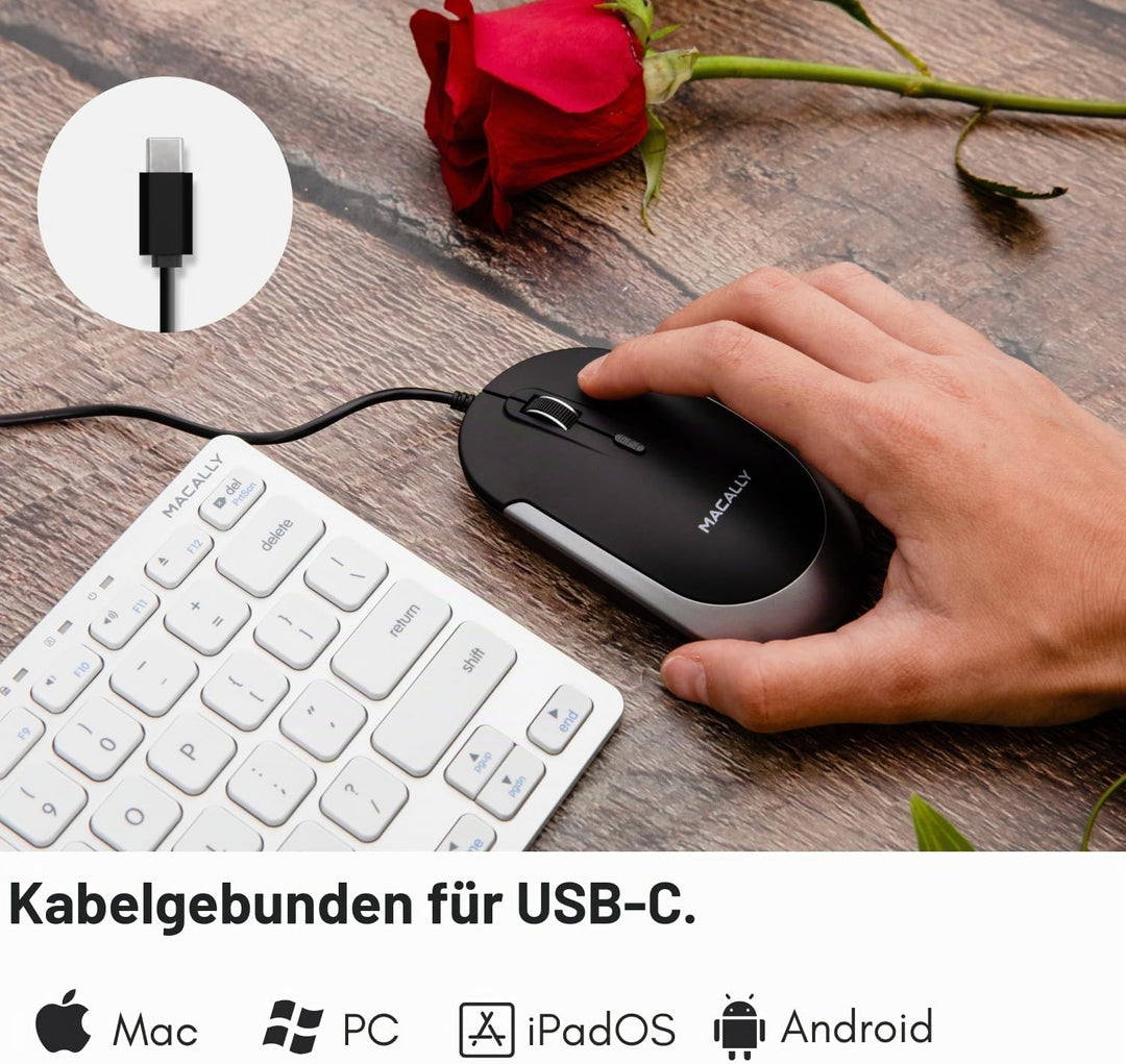 Macally USB-Typ-C-Maus – Schlankes & kompaktes Design – USB-C-Maus für MacBook Pro iMac PC usw. – Ei