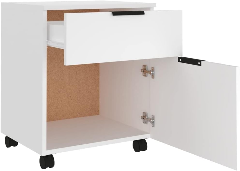 Rollcontainer Rollen Aktenschrank mit Schublade und Unterschrank, mobiler Büroschrank aus Holzwerkst
