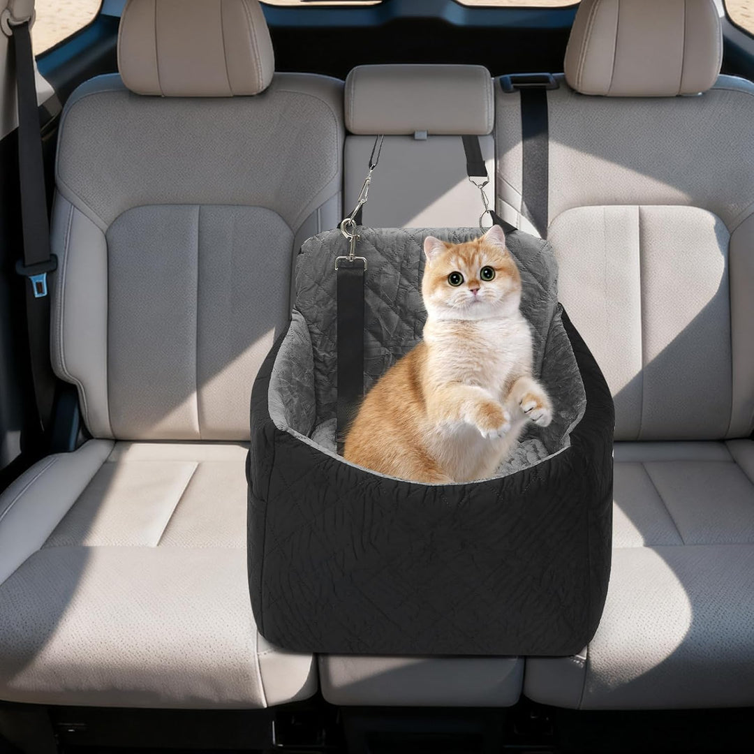Hundeautositz für kleine bis mittlere Hunde bis 15kg, Auto Hundesitz Erhöht mit Sicherheitsgurten, W