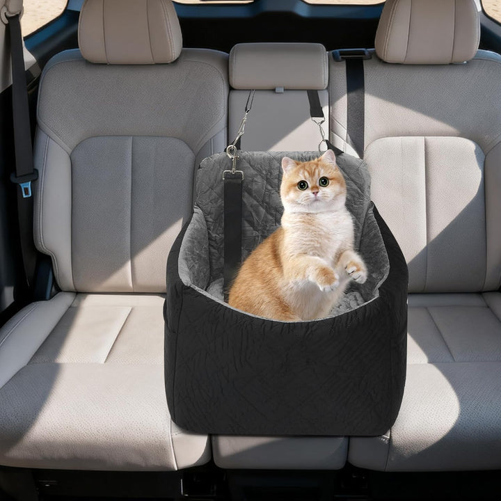 Hundeautositz für kleine bis mittlere Hunde bis 15kg, Auto Hundesitz Erhöht mit Sicherheitsgurten, W