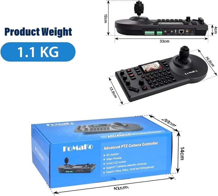 FoMaKo KC608 Pro IP LAN Streaming Kamera PTZ Controller PoE RS232 RS485, 3D PTZ Kamera Keyboard Cont