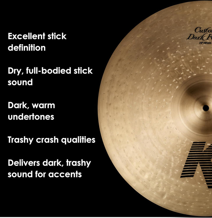 Zildjian K Custom Series - 20" Dark Ride Cymbal 20 Zoll Dark Ride, 20 Zoll Dark Ride