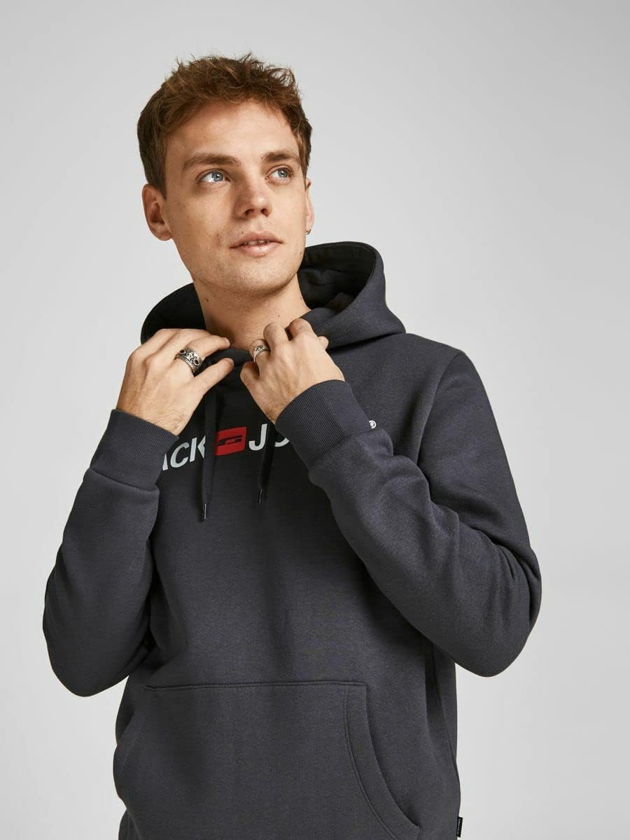JACK & JONES Male Kapuzenpullover Logo Kapuzenpullover S Asphalt, S Asphalt