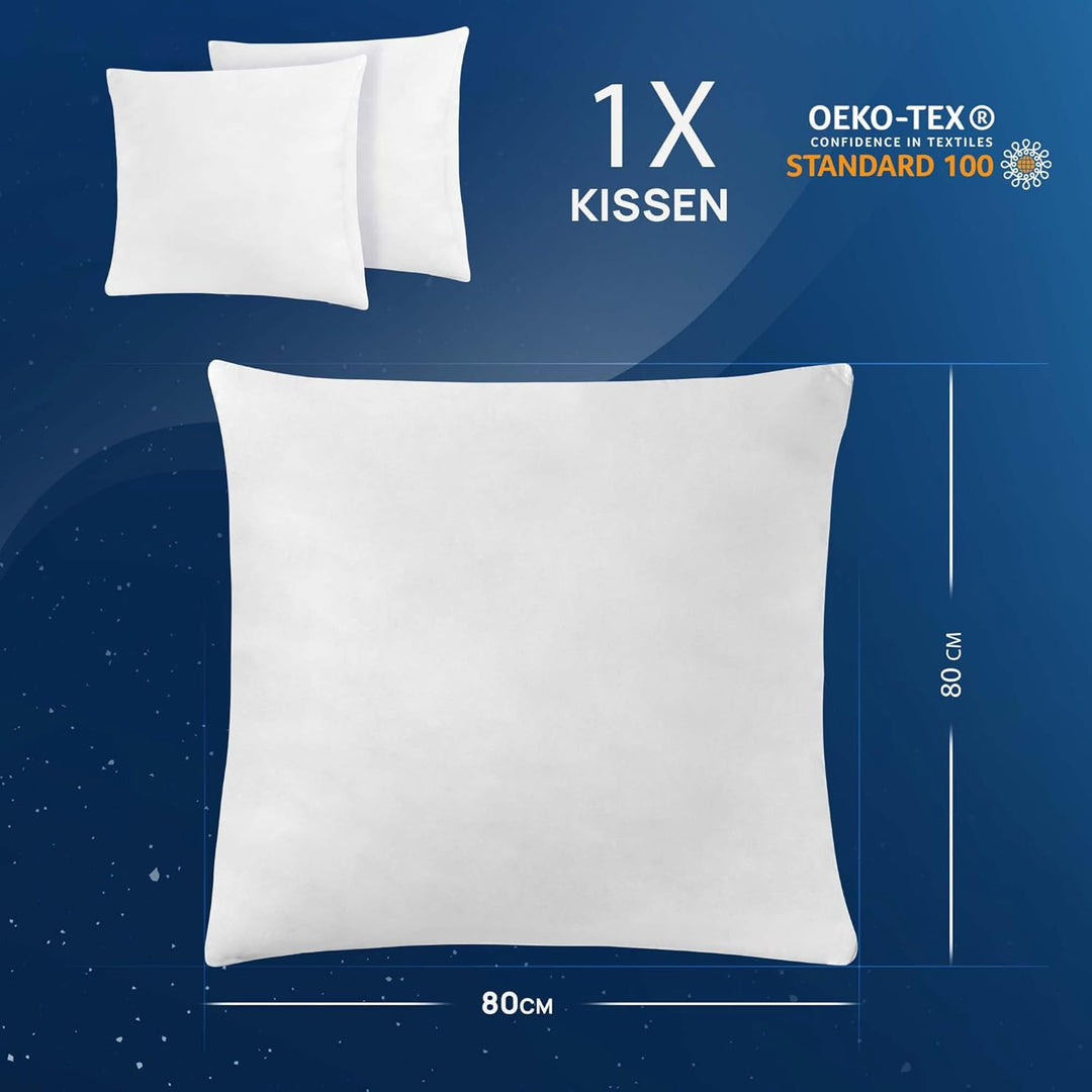 LILENO HOME Federkissen 80x80 cm [1er Set] - Kissen 80 x 80 cm aus Federn als Kopfkissen, Schlafkiss