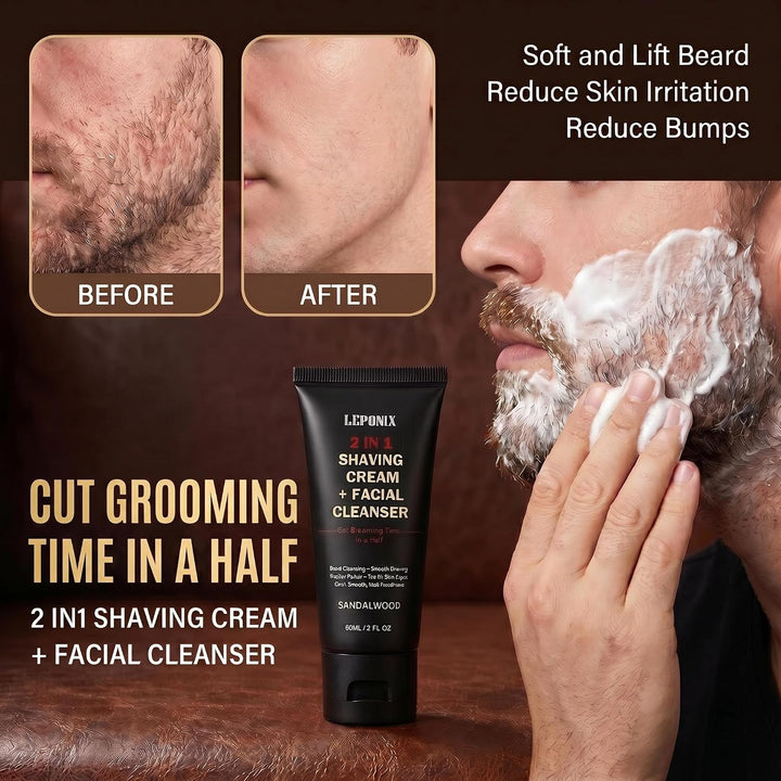 Rasierset für Herren, Rasierset mit Sandelholz-Rasiercreme, Rasierseife, Rasierpinsel, Rasierschale,
