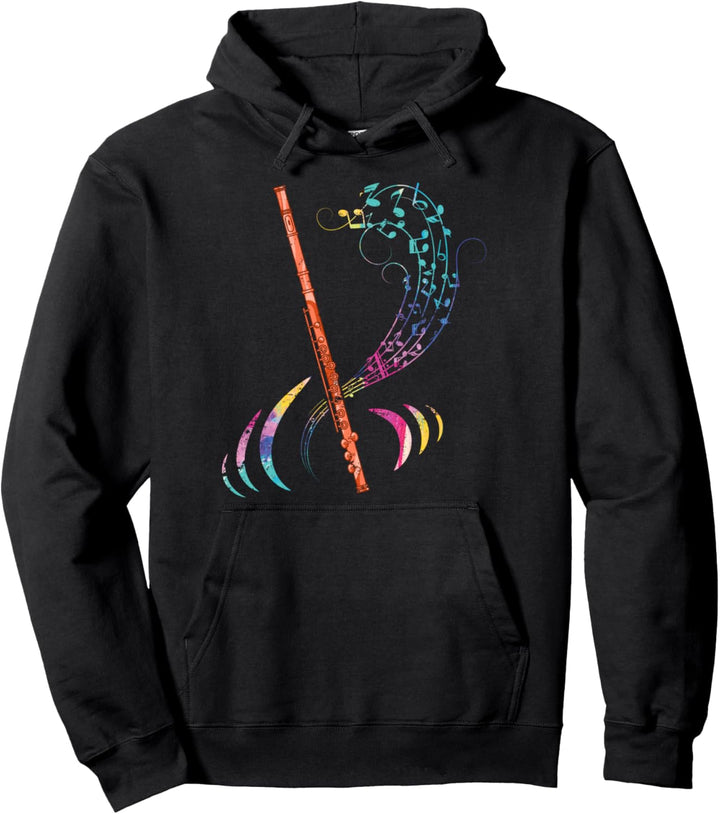 Orchester Musik Notenschlüssel Geschenk Buntes Flöte Pullover Hoodie