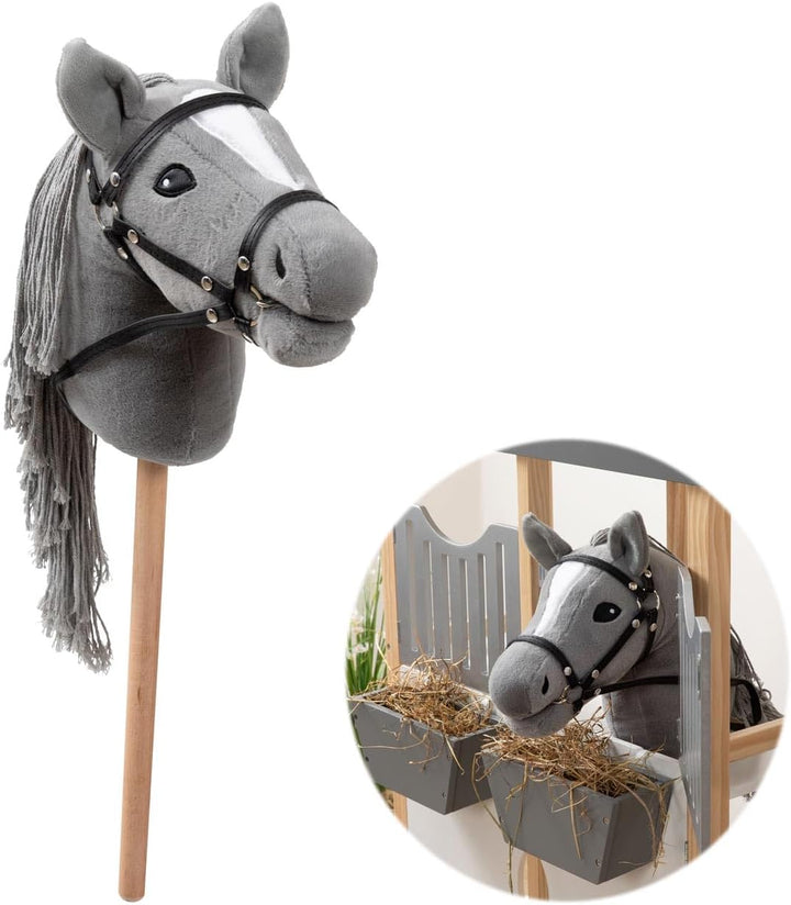 Ella & Piet® Hobby Horse Pferd Smokey mit Trense und Aufbewahrungsbeutel Steckenpferd Springpferd Sp