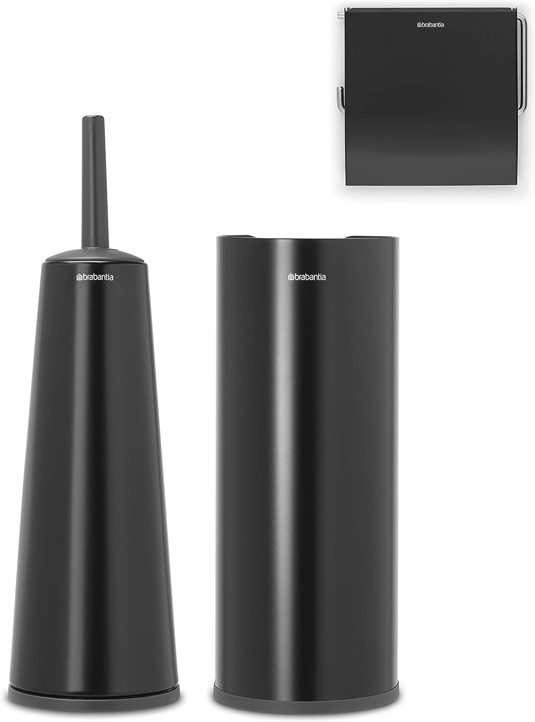 Brabantia Renew Collection WC-Garnitur, Stahl, Mattes Schwarz, Einheitsgrösse Matt Black, Matt Black