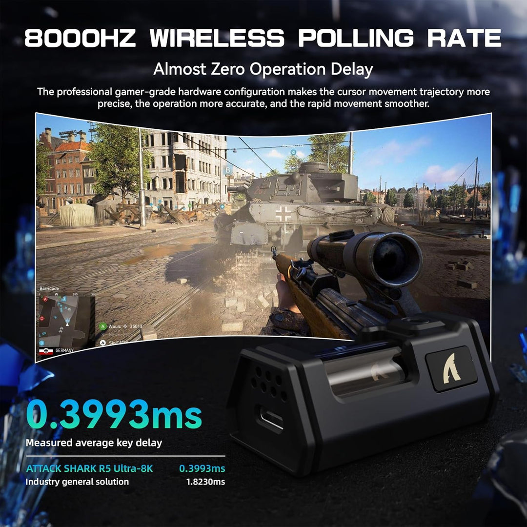 ATTACK SHARK R5 Ultra Carbonfaser HyperSpeed Kabellose Gaming-Maus, 39g Ultraleichte Maus mit Gripta