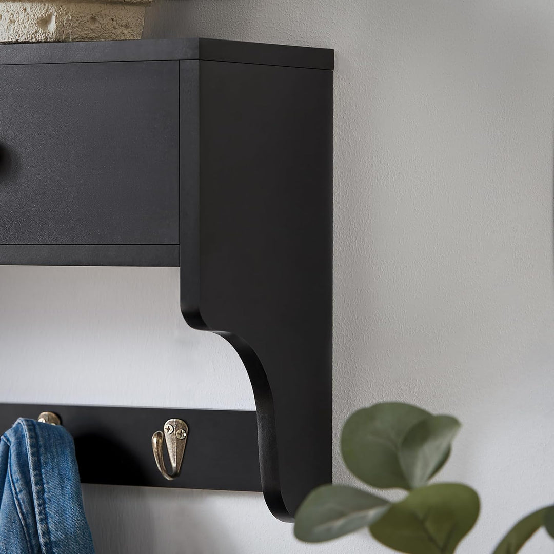 SoBuy FRG178-SCH Wandschrank Wandgarderobe Wandregal Garderobenleiste Hängeregal mit 2 Schubladen un