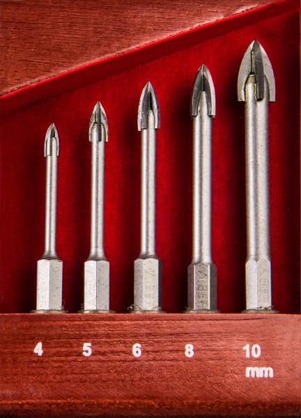 Bergin Glas-/Fliesenbohrer-Set 4,5,6,8,10mm