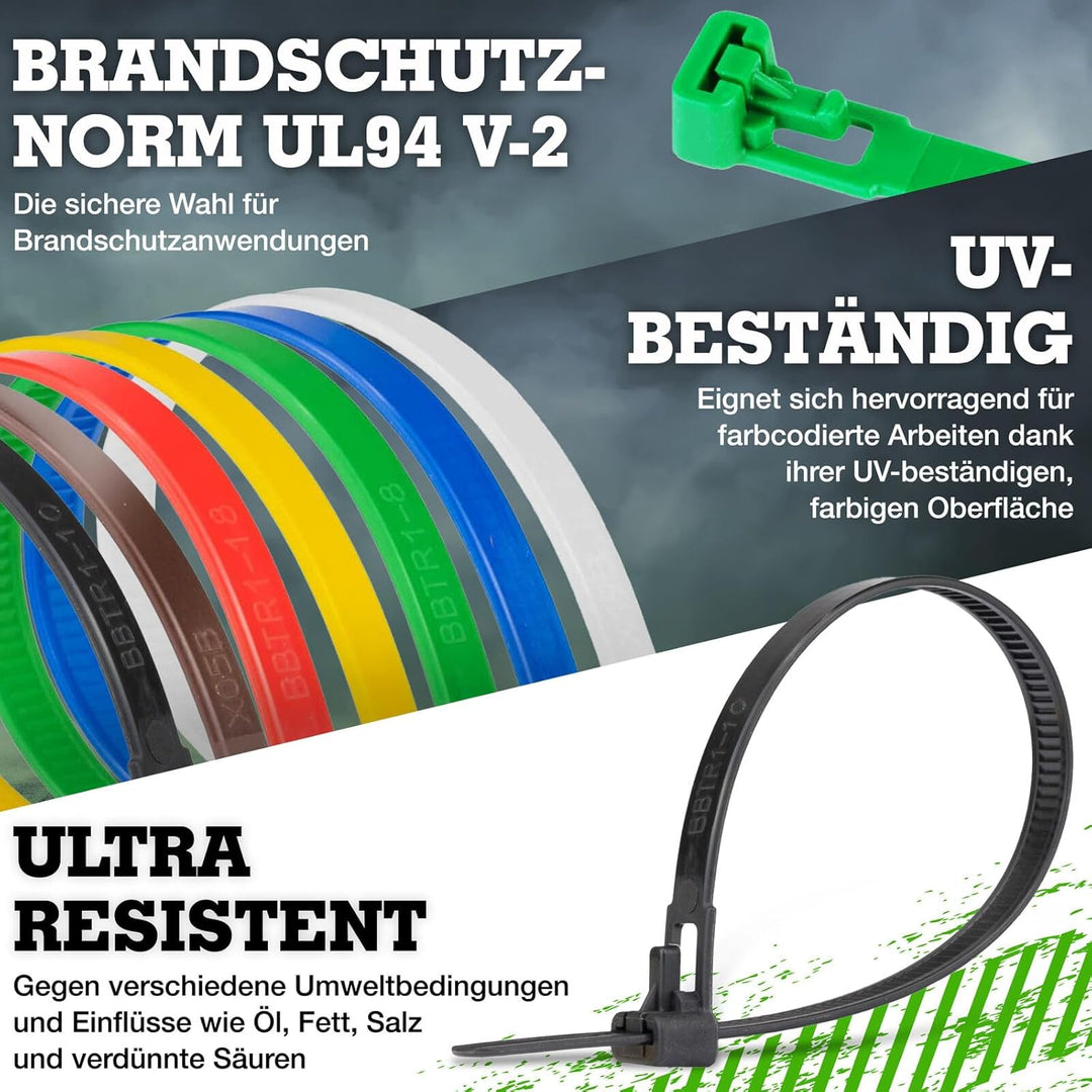 Safetytex Kabelbinder 7,6mm UV-beständig Polyamid 6.6 wiederlösbar wiederverwendbar wiederverschlies