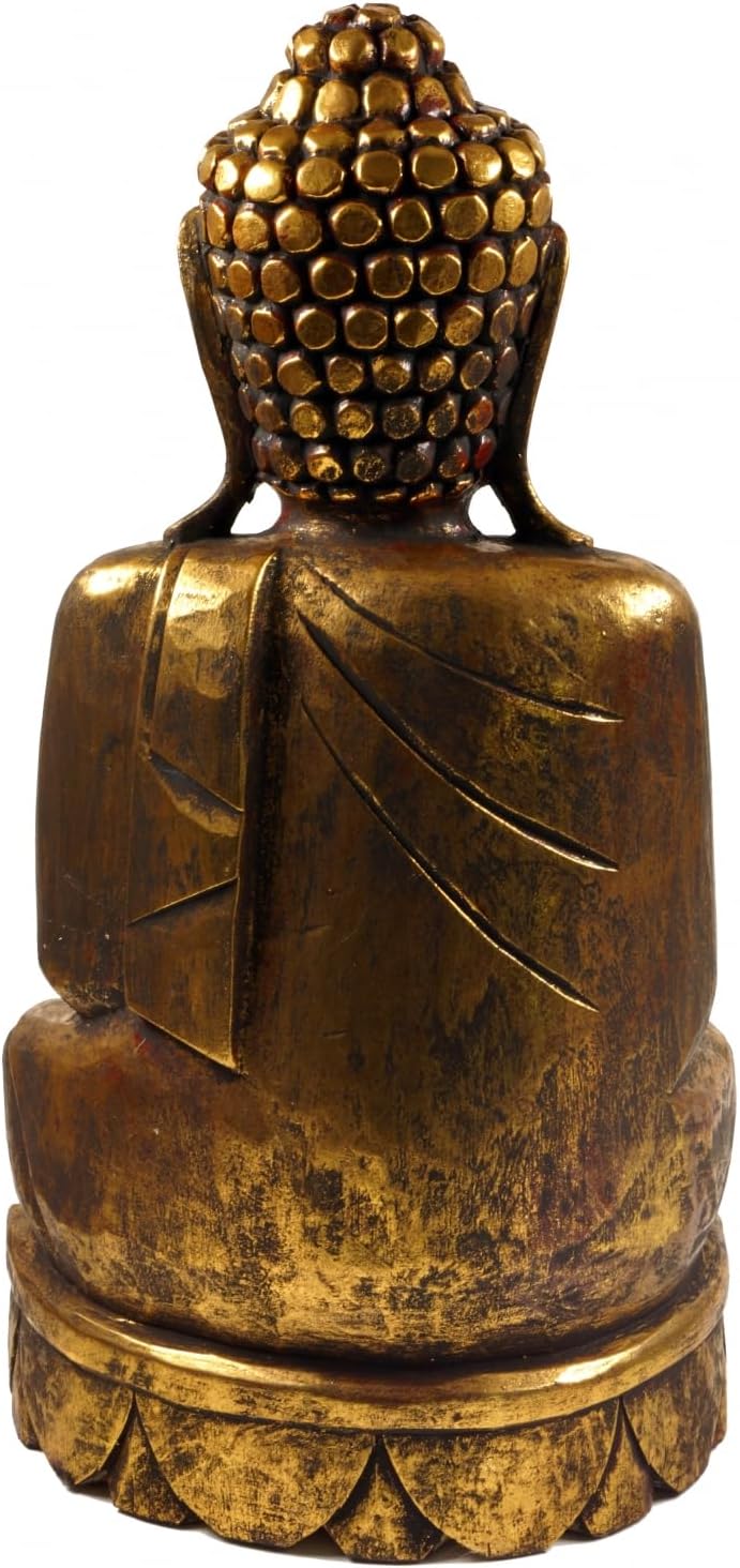 GURU SHOP Holzbuddha, Buddha Statue, Handarbeit (50 cm) - Modell 10 normal Modell 10, normal Modell