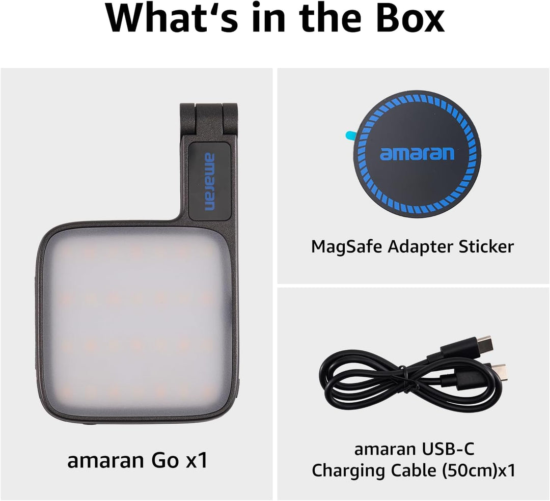 amaran Go Mini-Handylicht, Magnetische LED mit Dual-Spiegellicht, Einstellbare CCT von 2700K-6500K,