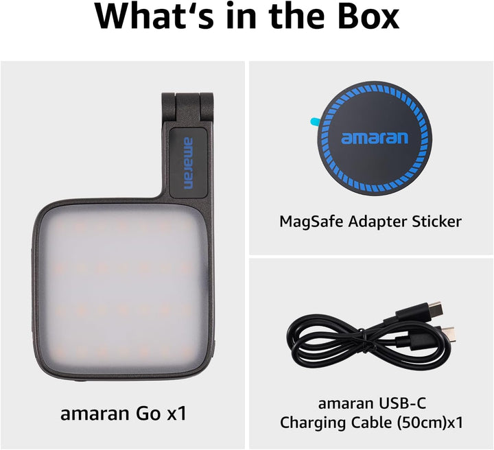 amaran Go Mini-Handylicht, Magnetische LED mit Dual-Spiegellicht, Einstellbare CCT von 2700K-6500K,