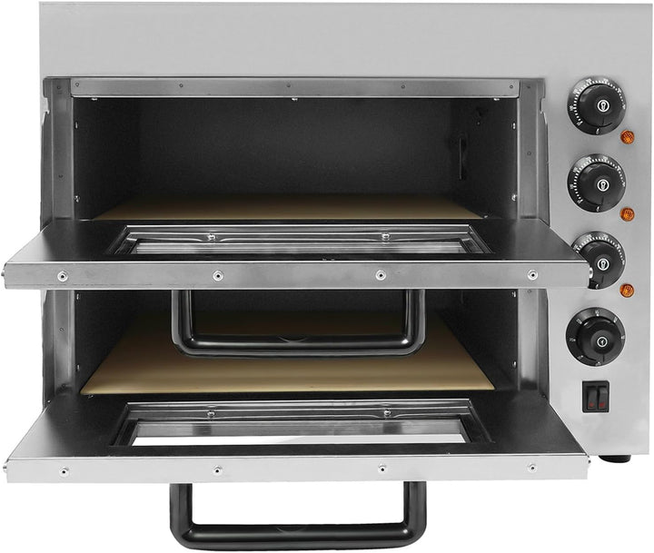 Pizzaofen 50-350 °C 2 Etagen 40L 3000 W Elektroofen Präzise Temperaturregelung zum Backen von Gebäck