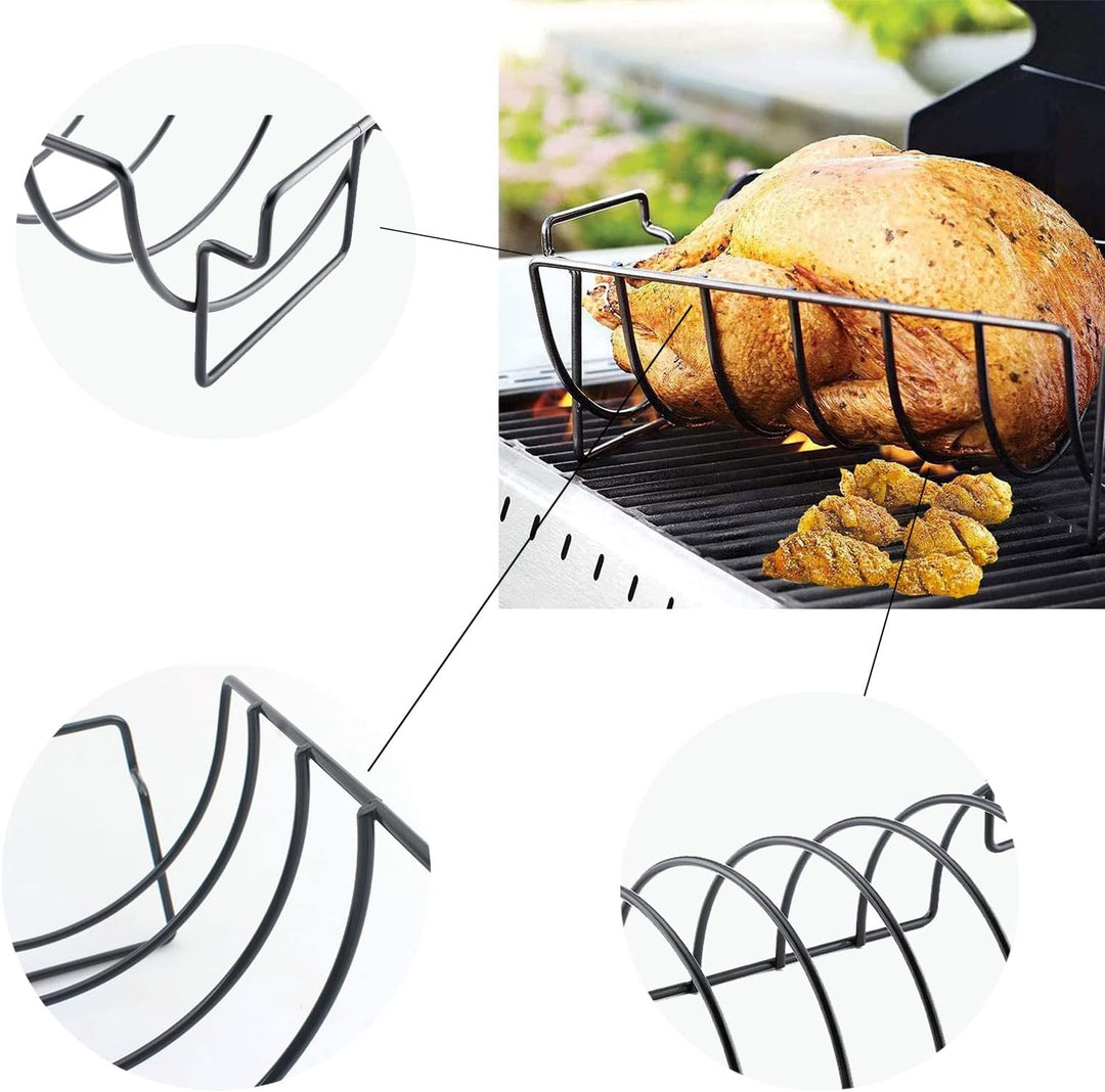 BBQ Rib Rack, Grill Rib Stand, Bratenkorb zum Grillen, Rippenhalter Grill, Metall Grill Halter Rib R