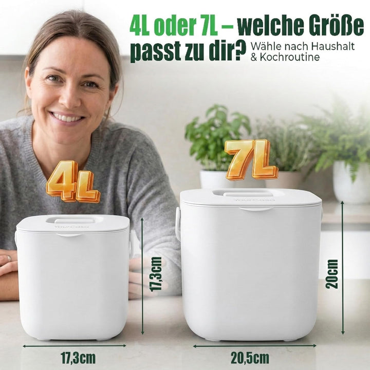YourCasa® Biomülleimer Küche - 7L - Komposteimer Küche für alltäglichen Biomüll Behälter - Spülmasch