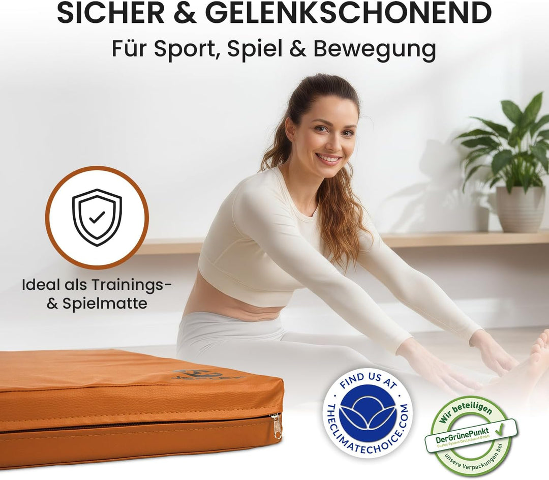 Jeflex - Weichbodenmatte & Turnmatte 100 x 70 x 8 cm MADE IN GERMANY/Gymnastikmatte tragbar/platzspa