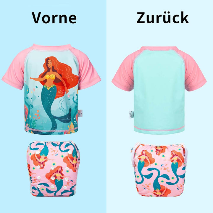 ALVABABY Schwimmwindel Baby-Mädchen-Badeanzug Badeanzug mit kurzen Ärmeln für Baby wiederverwendbare