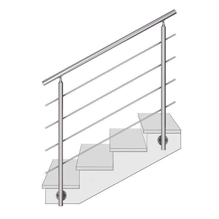 Treppengeländer Balkongeländer Edelstahl V2A Relinggeländer Bausatz vorgesetzt (100 cm, 4 Querstrebe