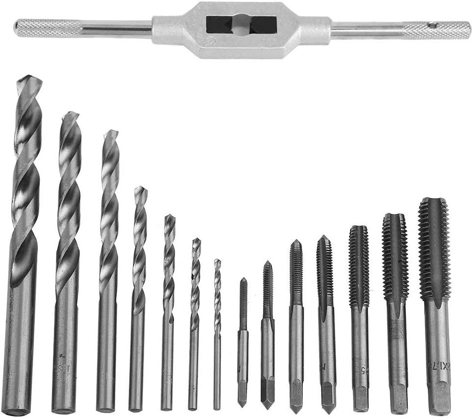15 stücke Stahl Schraubenschlüssel Gewindebohrer Spiralbohrer Set Metallbearbeitung DIY Werkzeuge