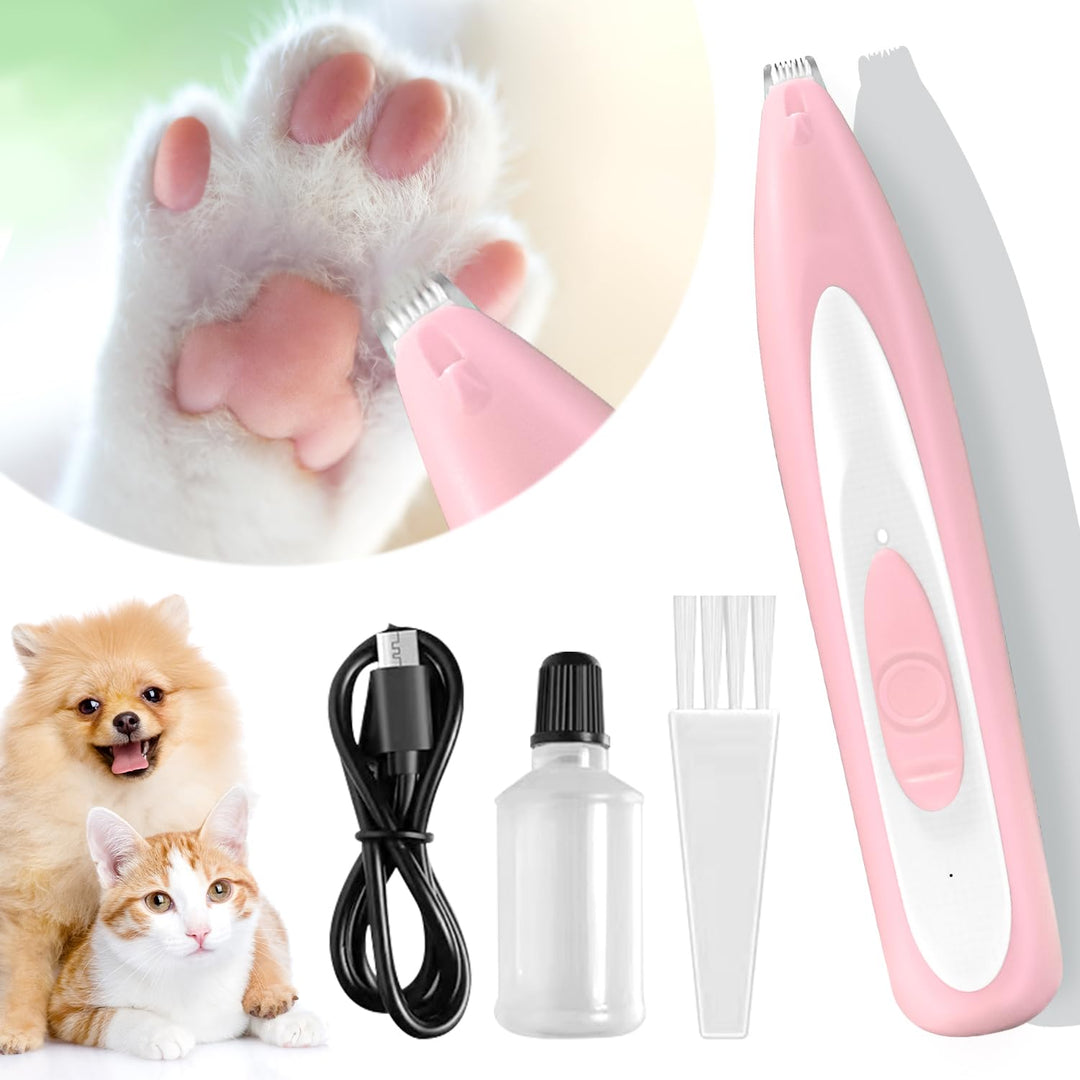 Pfotentrimmer für Hunde/Katze Rosa,Hundeschermaschine mit LED-Licht,Hunde Haarschneidemaschine Wasse